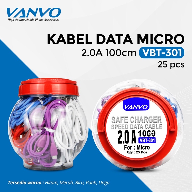 KABEL DATA VANVO VBT-301 V8 SATU TOPLES 25PCS