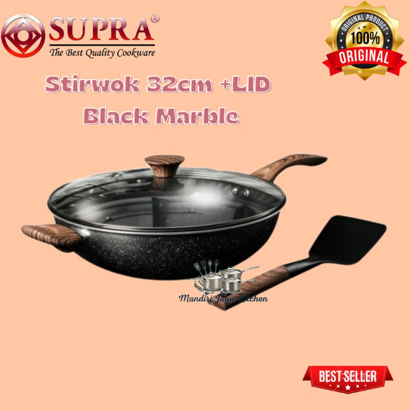 Stirwok 32cm +LID Black Marble