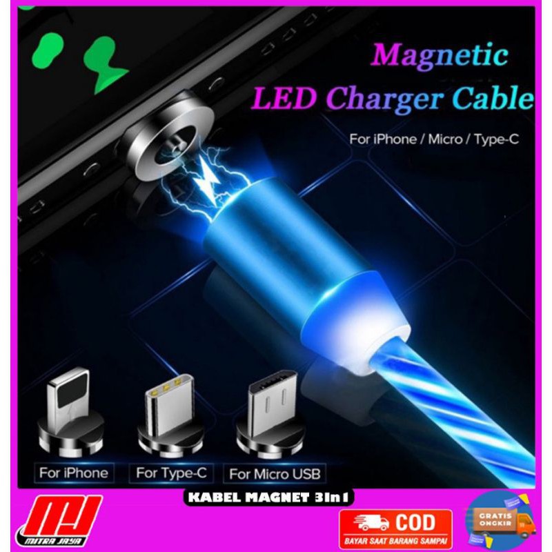 Kabel 3 in 1 Magnetic Rotary 360 2.4A Fast Charge