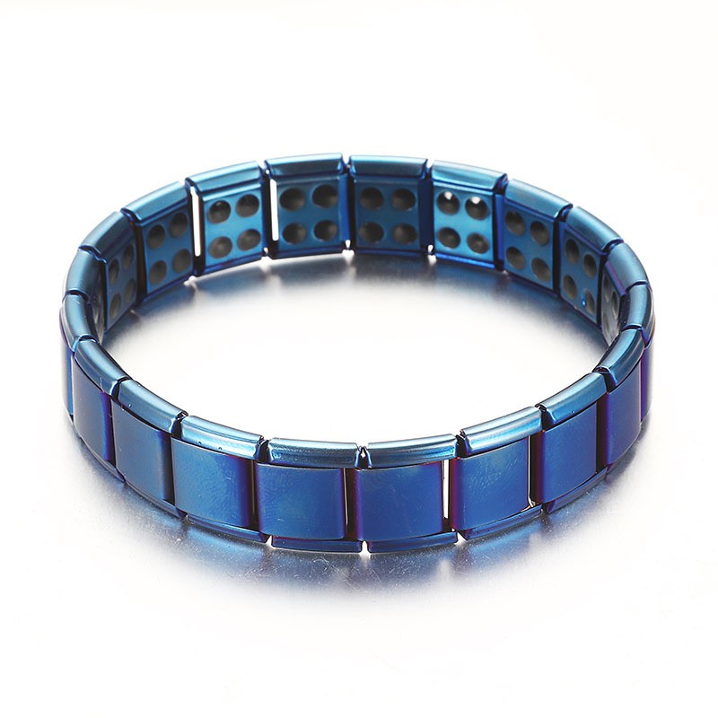 Gelang Kesehatan : Mode Titanium Baja Energi Magnetic Gelang Pria Anti-Kelelahan Gelang Kesehatan-Blue