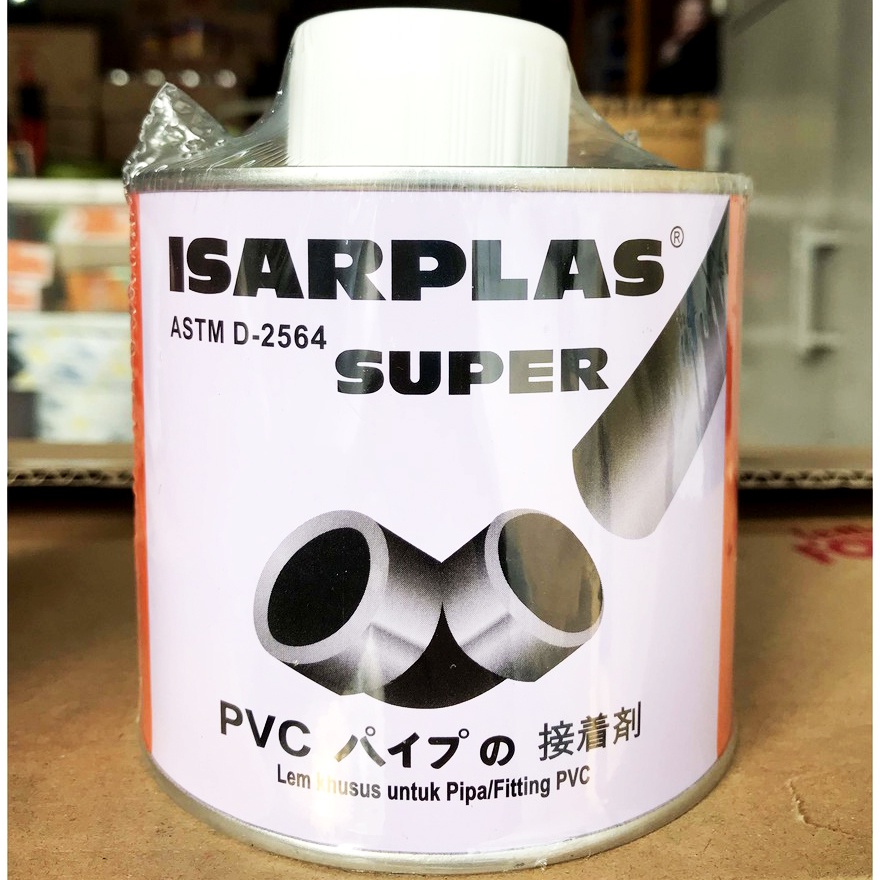 

LEM PVC ISARPLAS KALENG 400 GRAM / LEM PIPA KALENG 400 GR KUAS