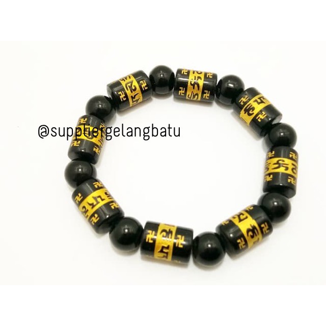 gelang batu tabung tibet onyx 10mm ready stok supplier online craft aksesoris pria wanita buddhist