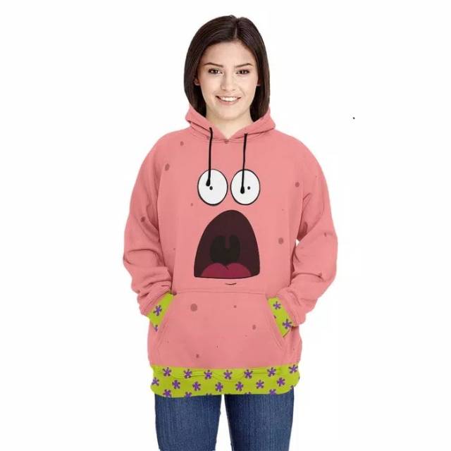 Sweater Hoodie Wanita PATRICK STAR 3D Fullprint model Pullover