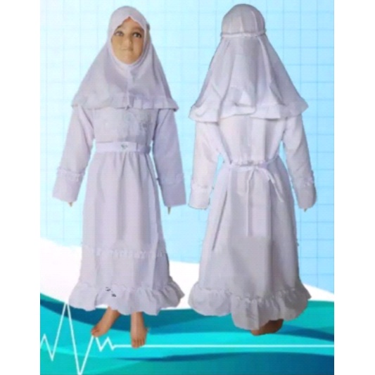 Gamis Anak Perempuan terlaris Warna Putih/Busana muslim Putih Anak perempuan umur 1-12th