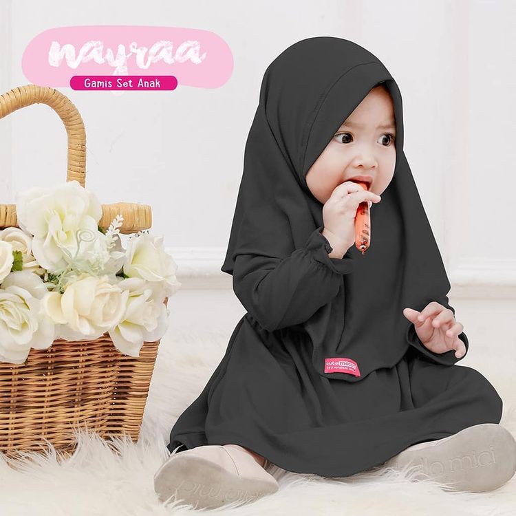 NAYRA SYARI KIDS BL Bahan JERSEY ZOYA USIA 0-12 BULAN Gamis Bayi Perempuan Syari Terbaru 2021 Model Gamis Set Hijab Syari Anak Perempuan Gamis Anak Perempuan