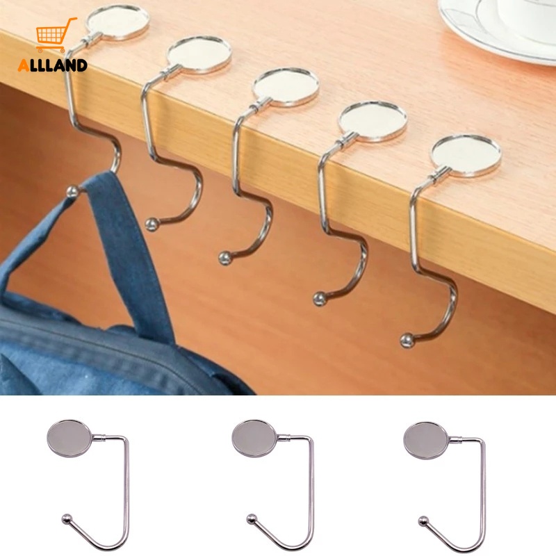 Kait Holder Penyimpanan Tas Portabel Model Lipat Bahan Stainless Steel Tahan Lama Serbaguna Untuk Meja