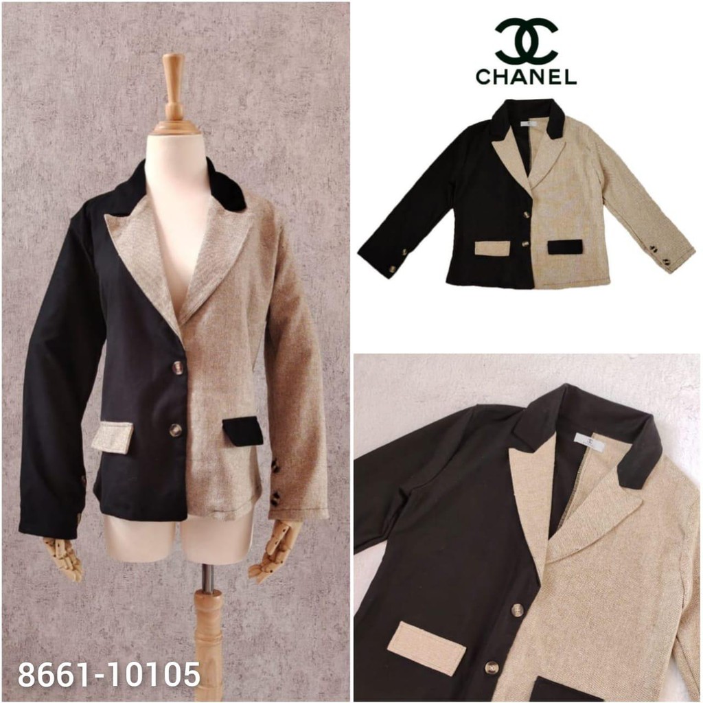 BLAZER CHANEL CREAM HITAM