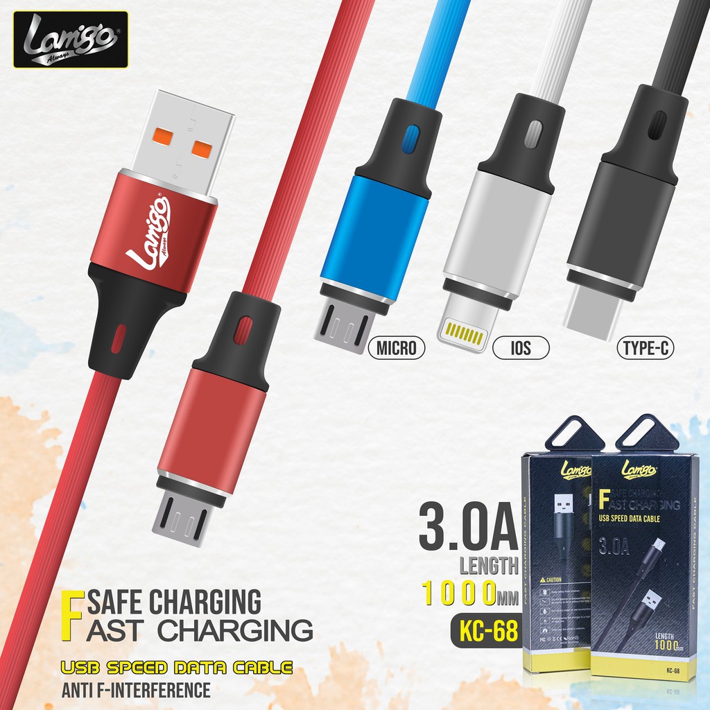 KABEL DATA LAMIGO 3.0AMPER KC - 68 FAST CHARGING