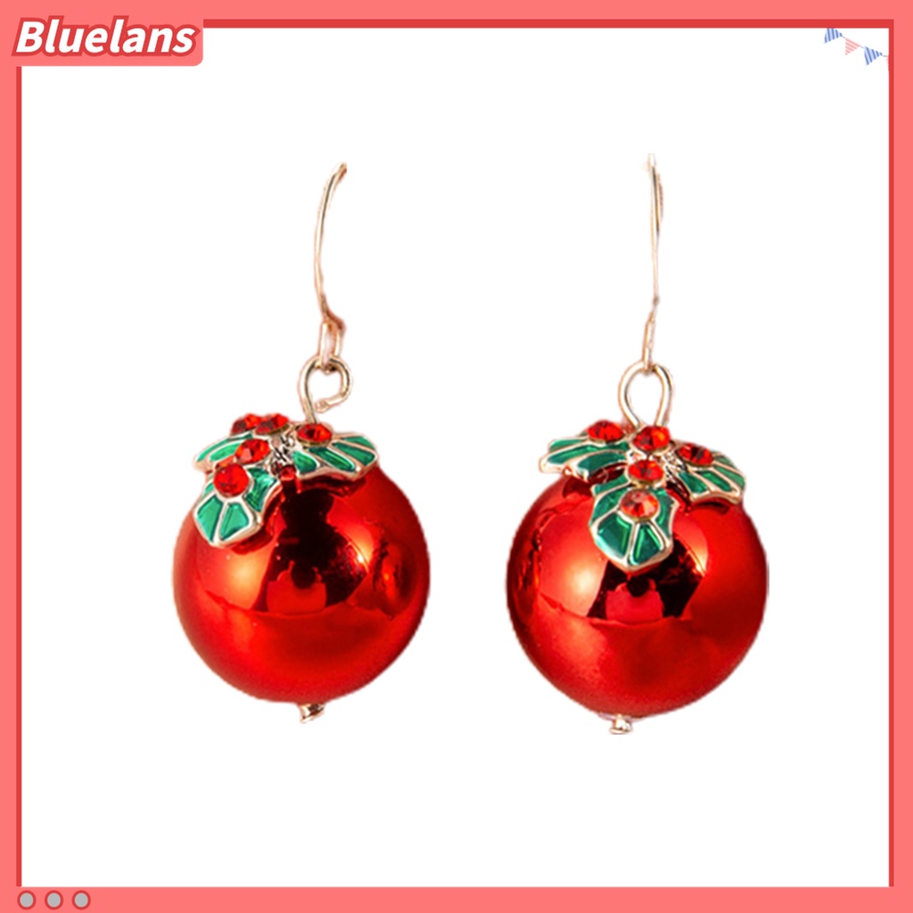 1 Pasang Anting Stud Desain Pohon Natal Snowman Bell Untuk Wanita