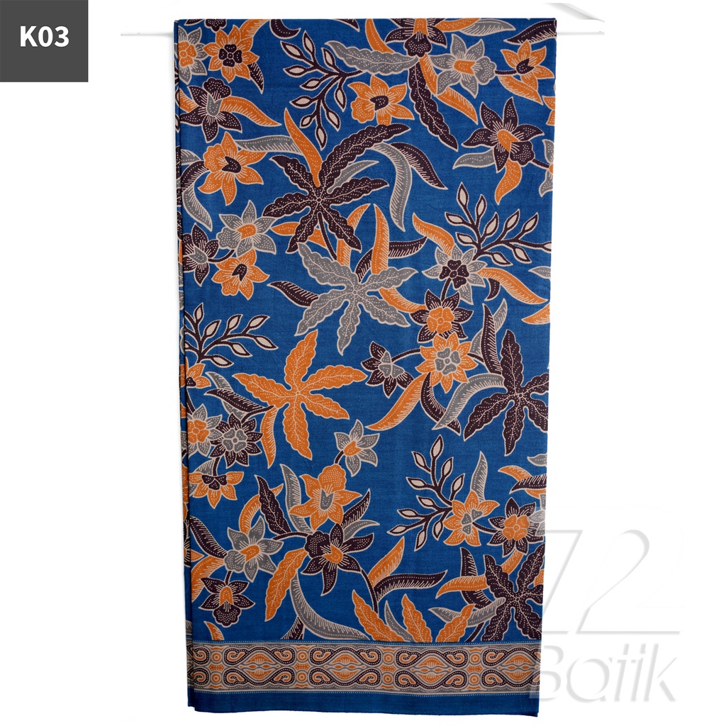 KAIN BATIK PREMIUM Bahan Katun Motif Kembang Daun Singkong Warna Biru 722342 Cap 72 Jarik Jarit Samping Kebat Panjang Batik Katun Modern Premium Bahan Seragam Batik Pernikahan Kantor Keluarga Murah Kamen Jadi Batik Bali Lembaran