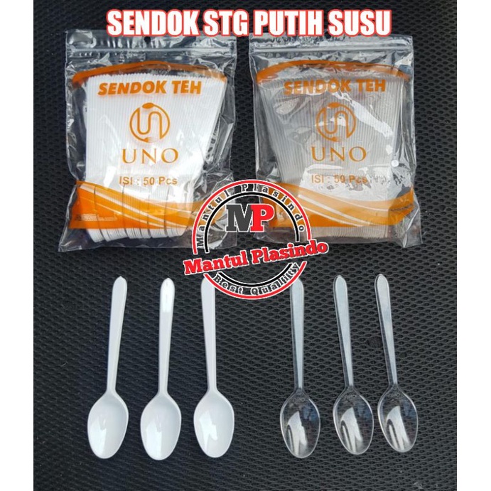 isi 50pcs Sendok Stg Putih Susu &amp; Bening