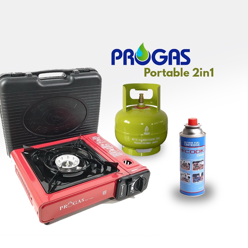 Kompor Portable 2 in 1 Progass Camping Outdoor Bisa Gas Butane / LPG SNI