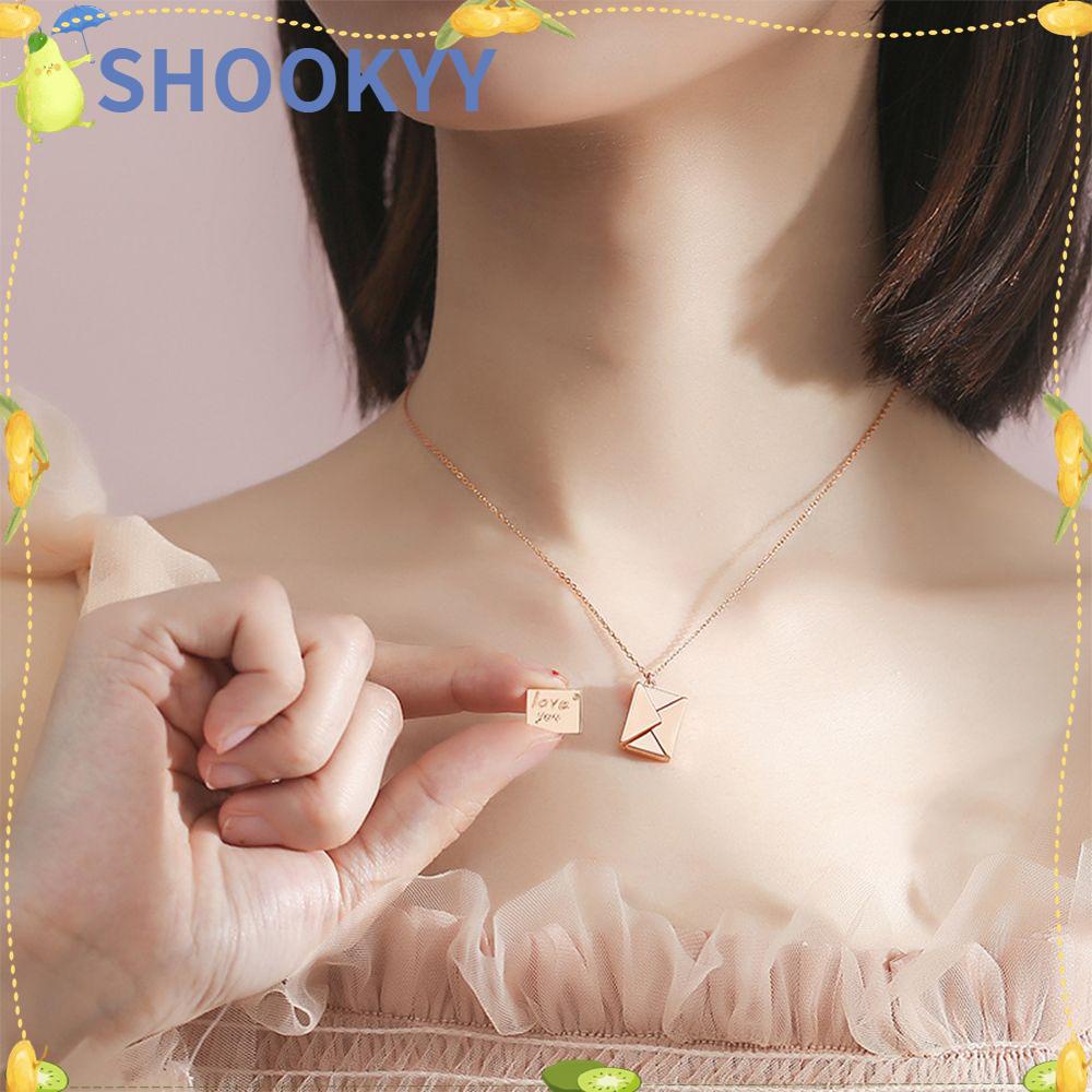 Chookey Kalung Rantai Dengan Liontin Locket Amplop Motif Ukir Pesan Rahasia Untuk Hadiah Valentine