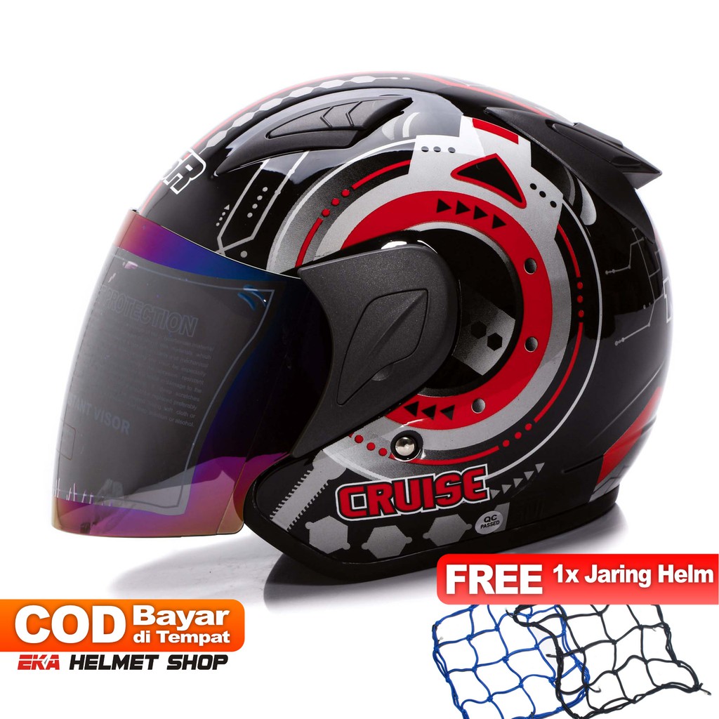 [Helm Dewasa] MSR Helmet Javelin - Cruise - Hitam Merah + Promo Gratis Jaring Helm