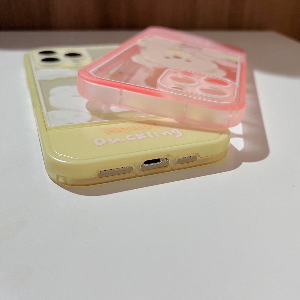 Case Pelindung Transparan Motif Kartun Beruang Pink Dengan Holder Untuk Iphone 11 8 7 Plus SE2 XS XR 12 13 PRO MAX