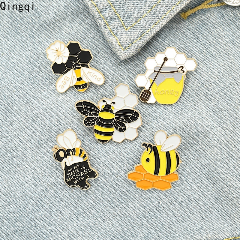 Bros Pin Enamel Bentuk Kartun Lebah Madu Untuk Anak