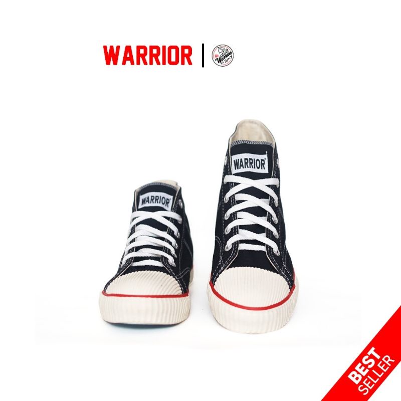 Sepatu Warrior Classic Hitam Putih HC - Sepatu Sekolah Warrior Tinggi