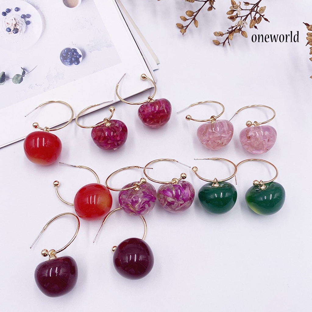 OW# 1 Pair Women Sweet Cherry Fruit Pendent Earrings Studs Jewelry Accessories Gift