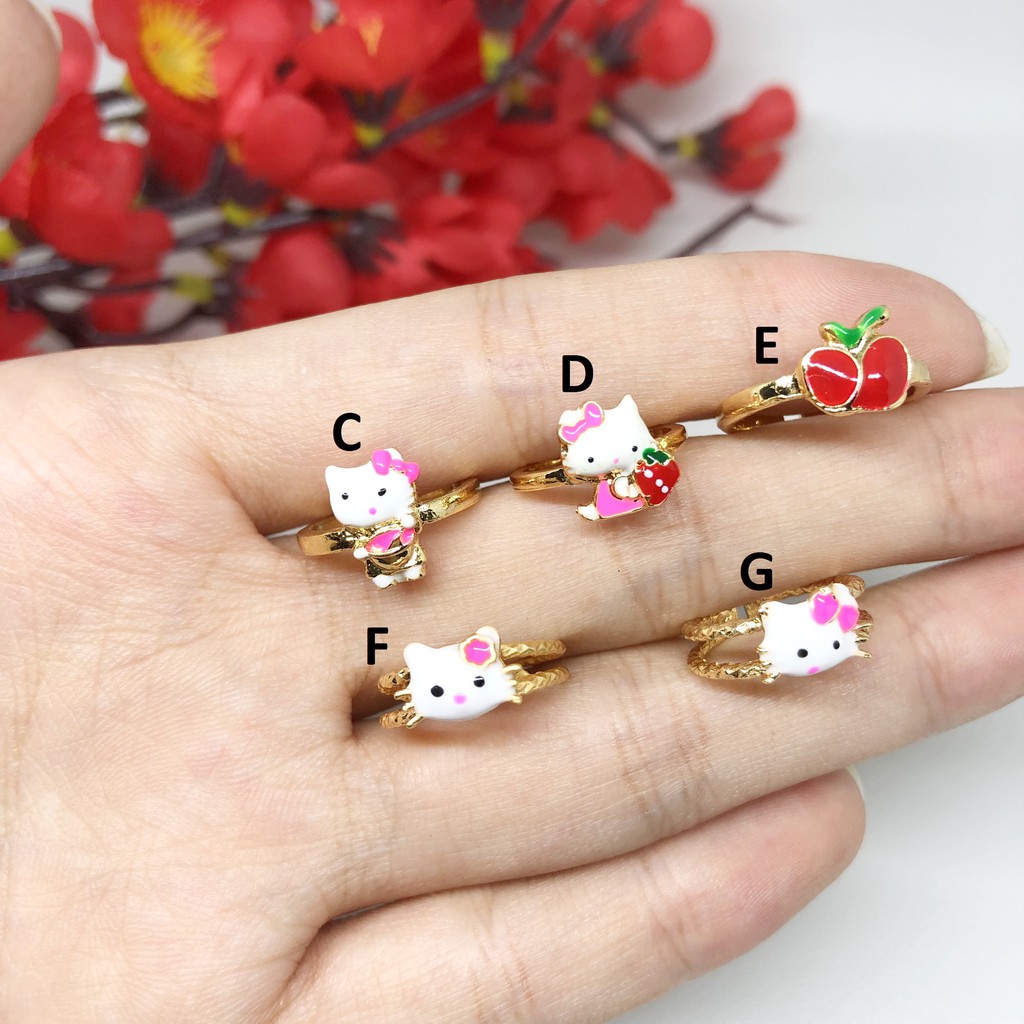 Cincin Anak Xuping HK Kitty Kucing Strawberry Lapis Emas - BR317