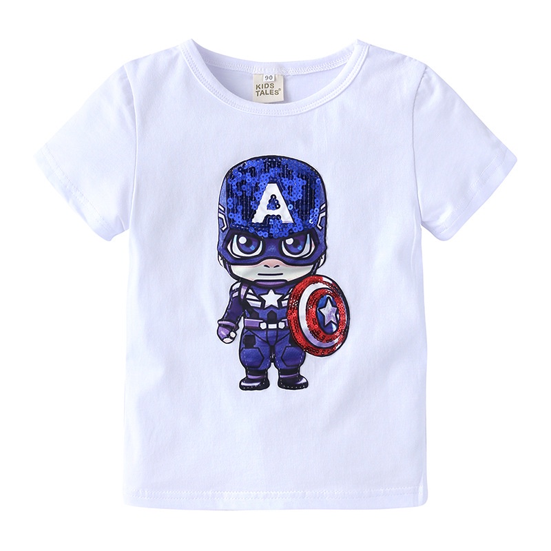 Superhero Boy Shirts LED Cotton Top Shirts T-shirt Setelan Kaos Anak Spiderman Aneka Motif