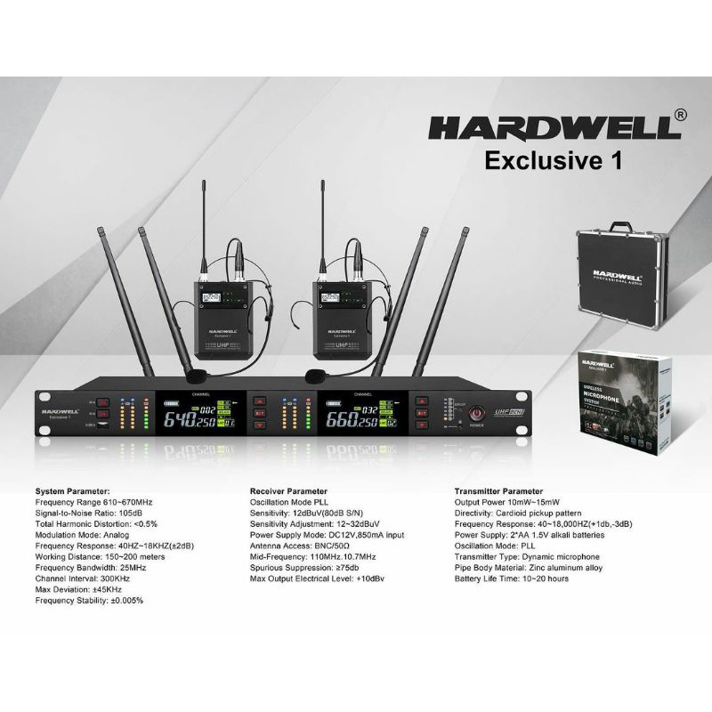 Mic Wireles Jepit Headset bando Hardwell exclusive 1 Clip on Original Microphone kualitas terbaik