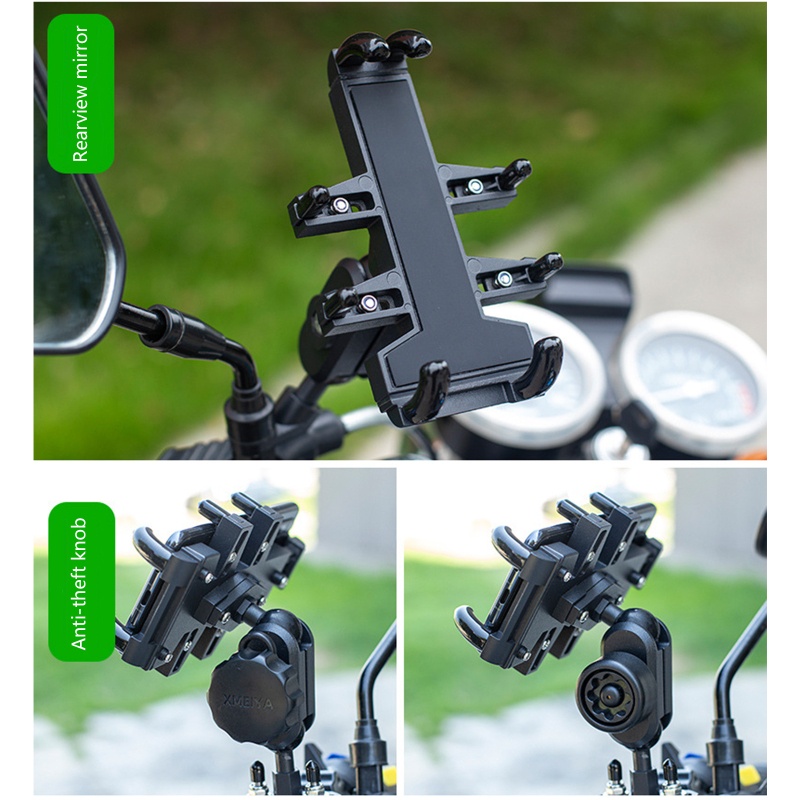 VIVI   A01 Aluminum Motorcycle Handlebar Side Mirror Bike Bicycle Phone Holder Mount