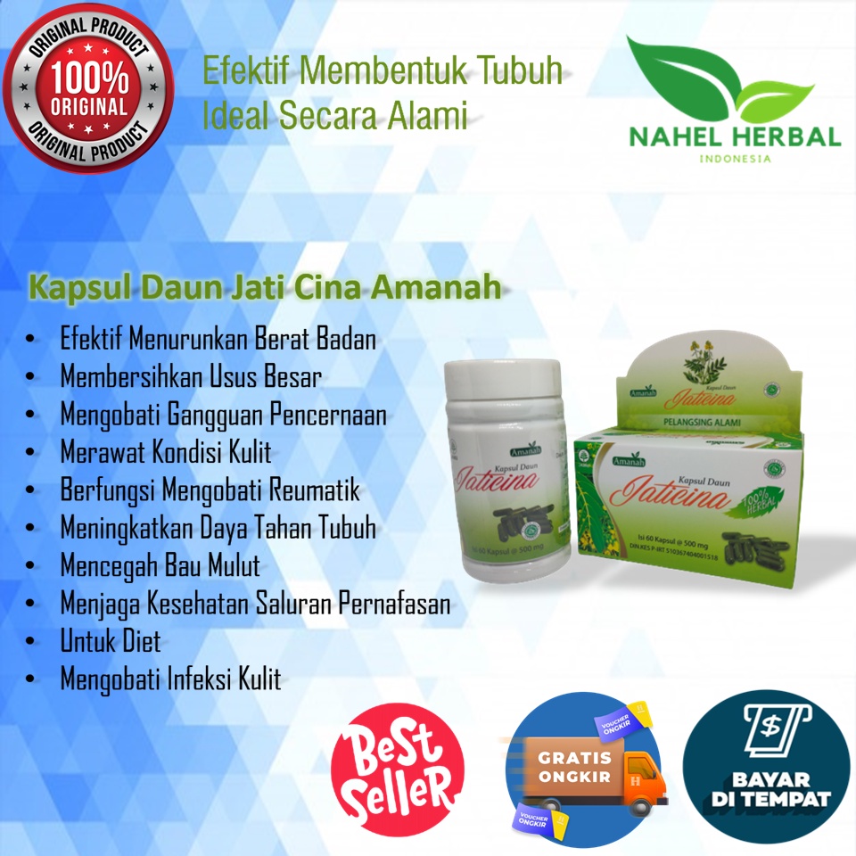Kapsul Pelangsing Daun Jati Cina Original 100% Aman BPOM - Body Sliming Obat Herbal Slim Untuk Pelun