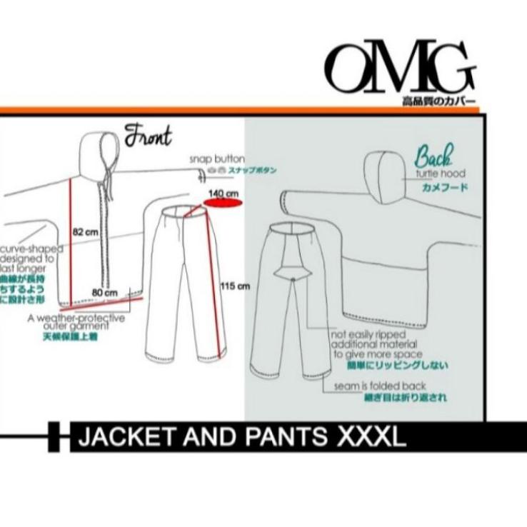 Jas Hujan Pria Jumbo Big Size XXXL Mantel Dewasa Set Setelan Besar Orang Gemuk Tebal Bagus Murah –CM