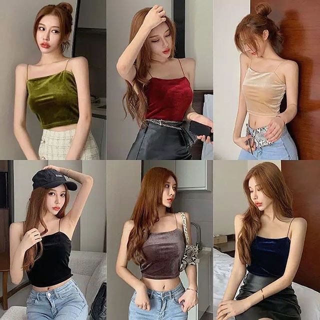 LATISHA Tanktop Bludru/Velvet Crop top 003