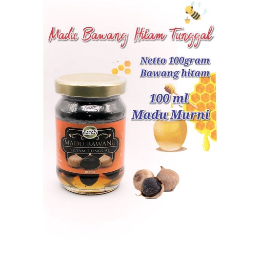 Olivoliv Snack Madu Bawang Hitam Tunggal Netto 100 Gram Black Garlic Madu Murni Kemasan Botol 150Ml