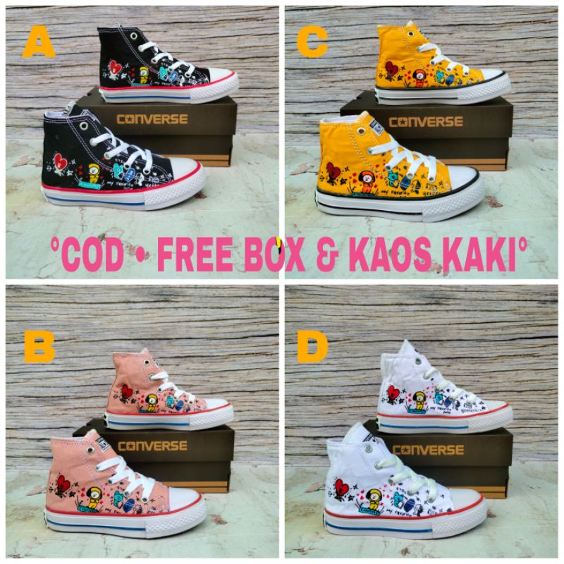 SEPATU ANAK KOREA CONVERSE BT21 PREMIUM HIGH QUALITY CONVERSE BTS ANAK