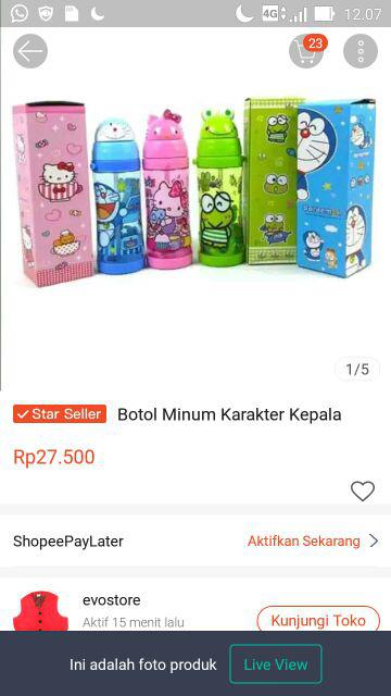 Botol Minum Karakter Unik Kepala Termos Air Tempat Minum Anak Cocok Untuk Dibawa Kemana Saja Tumbler