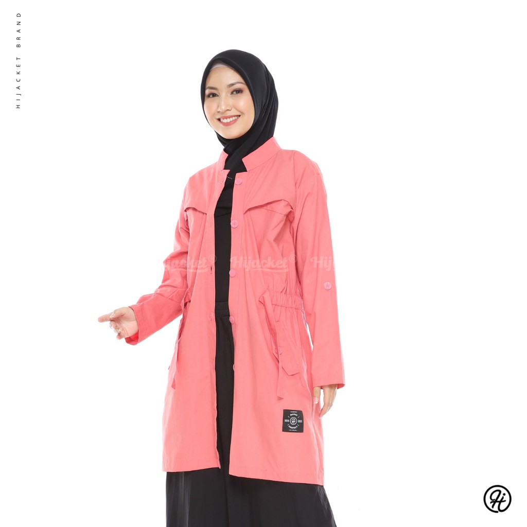 HIJACKET VALERIA | HIJAKET JAKET HIJAB PANJANG WANITA MUSLIMAH SYARI-Pink