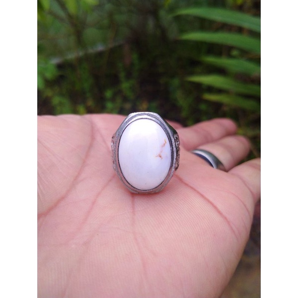 cincin batu akik yaman  putih abyad