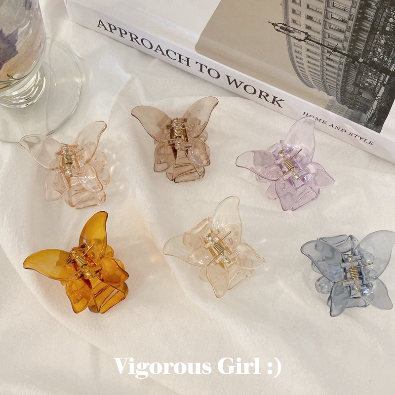 Transparent Butterfly series Catch Clip Korea IG Little Fairy  Retro Girl Hair Catch Bangs Clip Hairpin Forest Hair Accessories