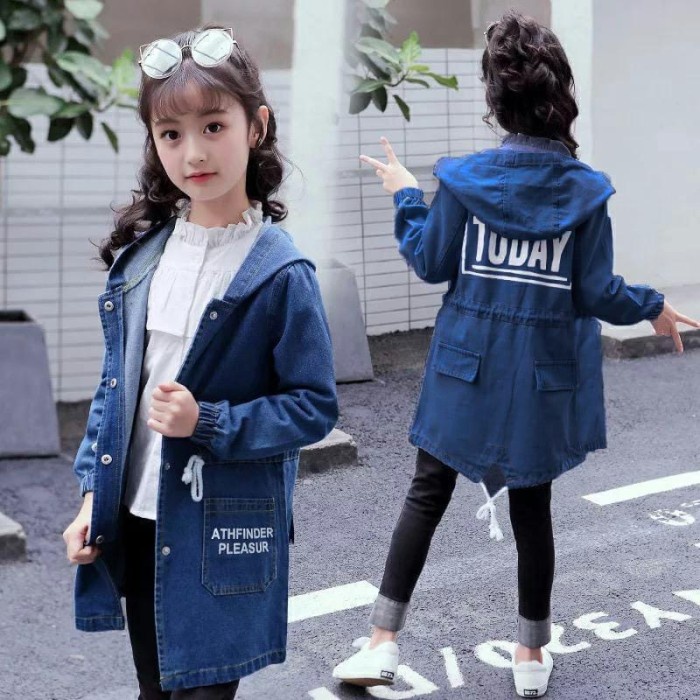 Baju Jaket Anak Perempuan Jeans modis kekinian Umur 5 6 7 8 9 10 Tahun Murah Set Unisex Cewek Import