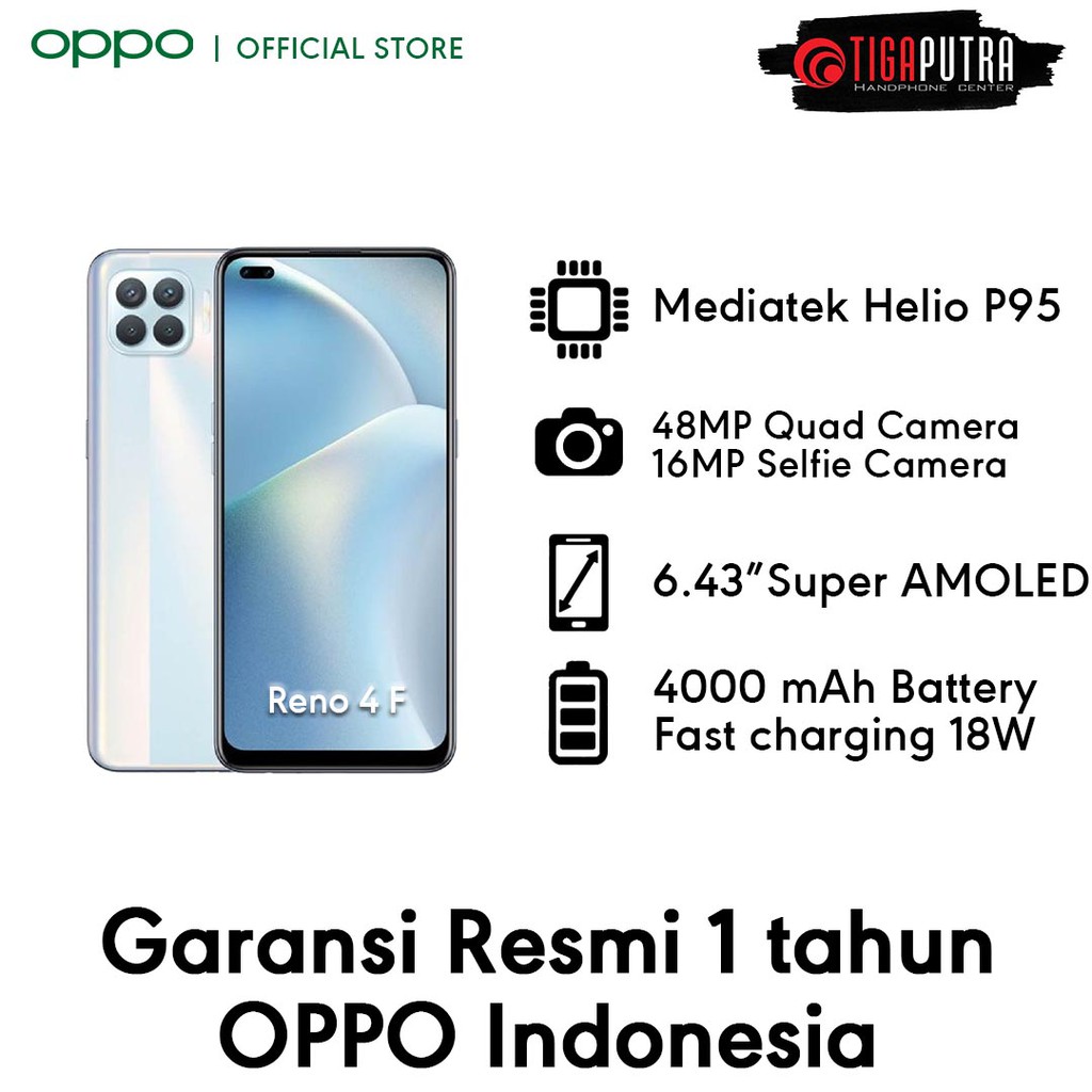 OPPO Reno 4F (Ram 8GB, Rom 128GB, 3D Borderless Screen, Super Vooc, AI Portrait Cameras)-1