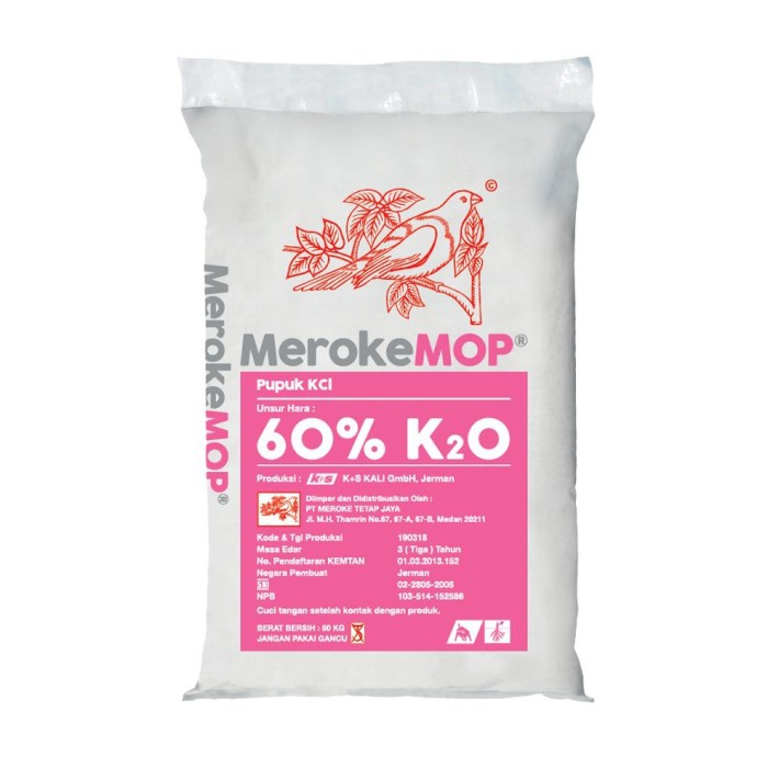 PUPUK KCL /MOP merk Meroke repack 1 Kilogram