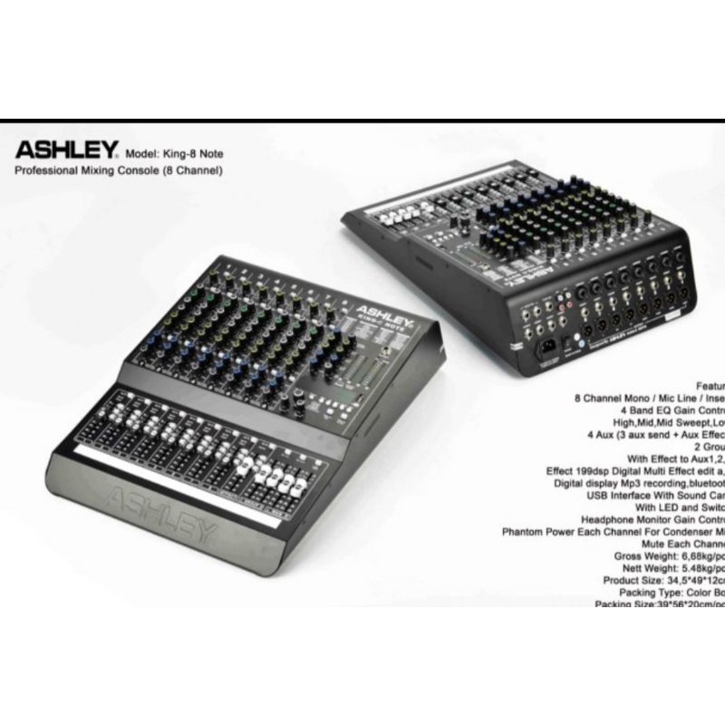 Mixer Ashley King 8 Note Original 8 Channel Interface USB - Bluetooth
