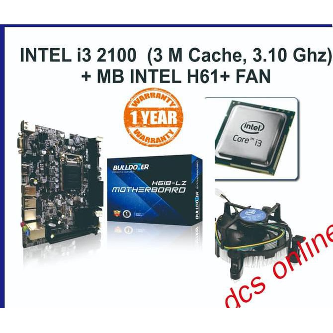 Ready Stock] Core I3 2100 + Motherboard Intel H61 Bulldozer (Paket)