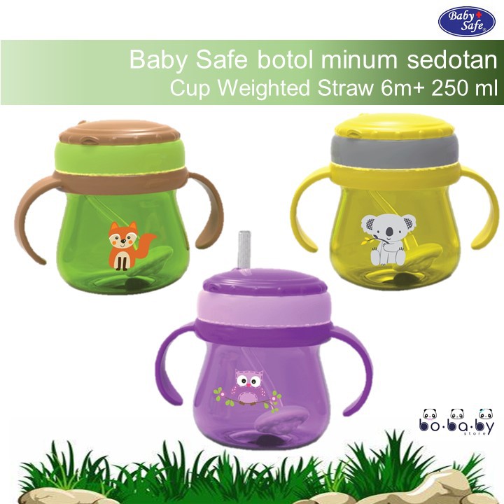 Babysafe Training Cup with Straw / Botol Minum Sedotan Baby Safe 250 ml / Cup Weighted Straw (JP019)