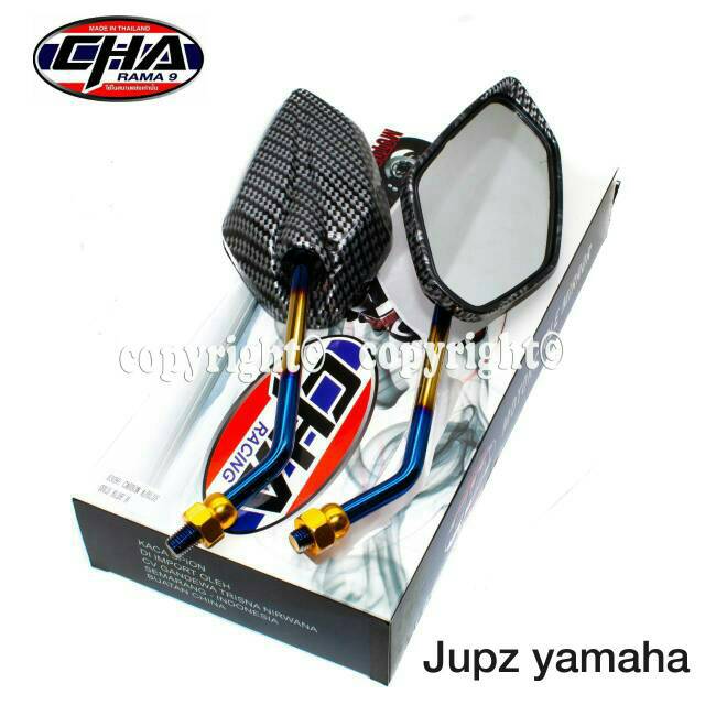 Spion Karbon Model Beat Tangkai Crome Drat Honda &amp; Yamaha