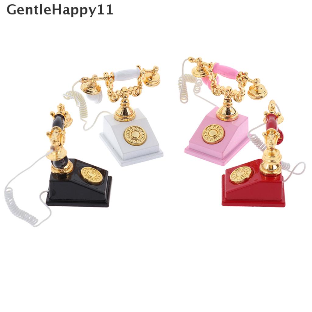 Gentlehappy 1Pc 1: 12rumah Boneka Miniatur Telepon Model Retro Rotary Telepon Untuk Dekorasi Boneka