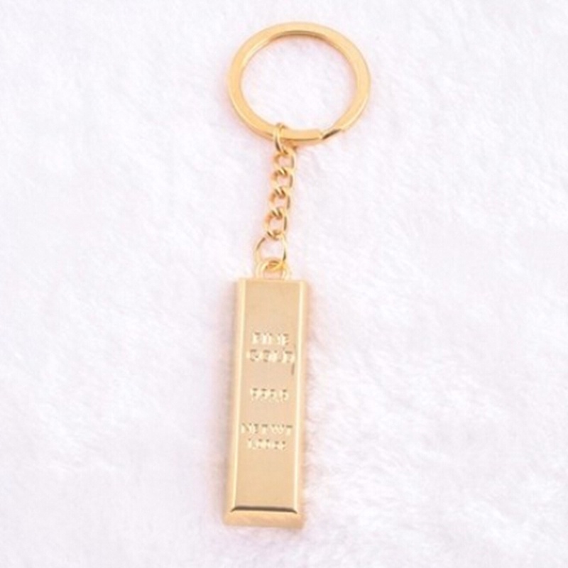 {LUCKID}Fashion-Metal-Faux-Gold-Bar-Ingot-Bullion-Keychain-Key-Chain-Keyring-Keyfob