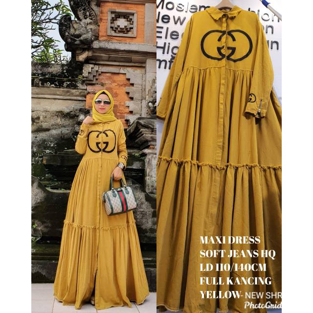 READY NEW ORI SHR MAXI DRESS SOFT JEANS HQ