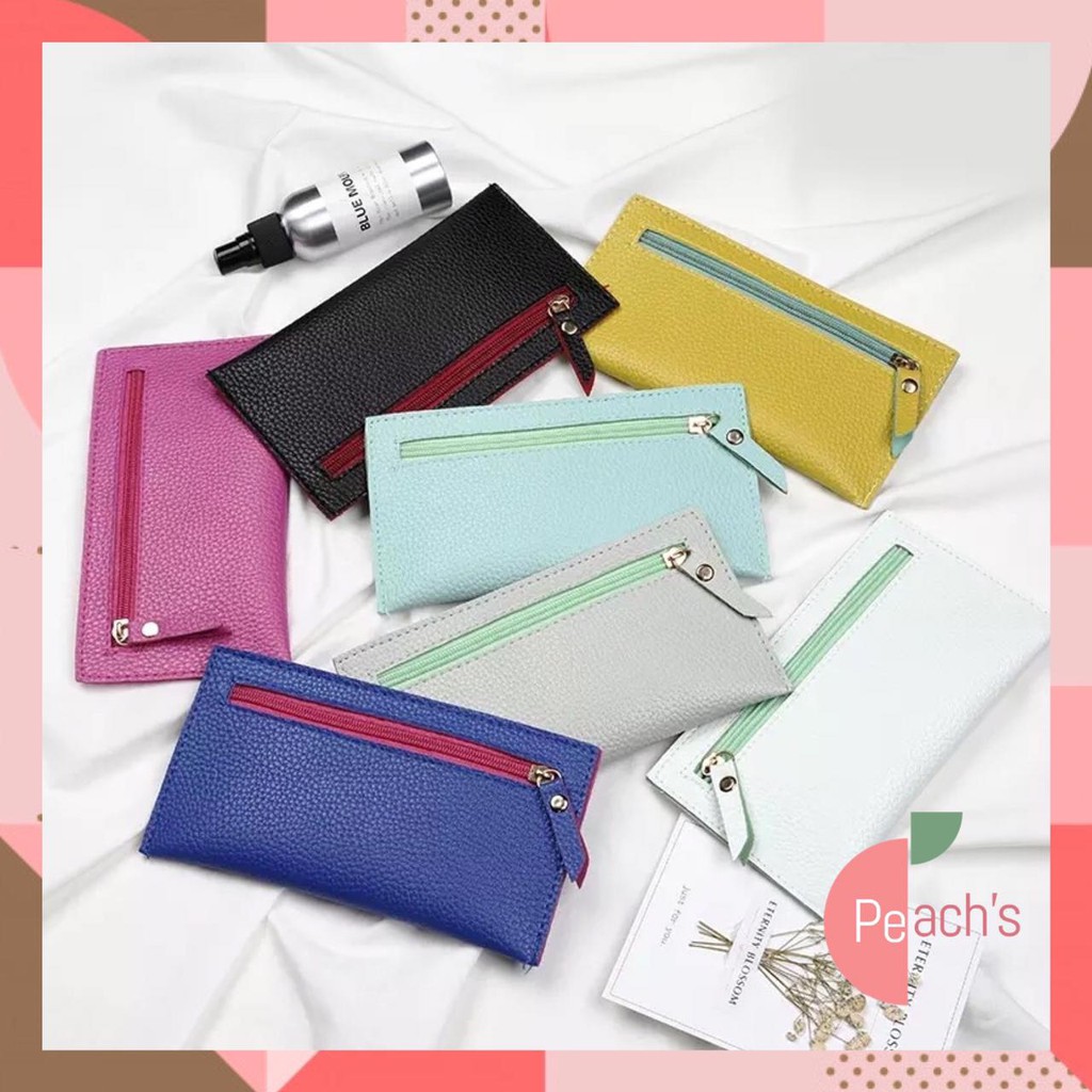 PEACH Dompet Wanita Panjang Simple Tipis Zipper Resleting D279