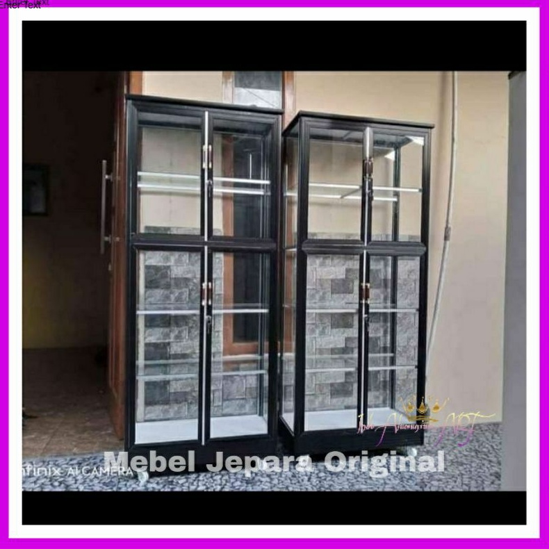 Lemari Pajangan Kaca Display Hias Pajangan - Lemari Tas Boneka Sepatu Almunium