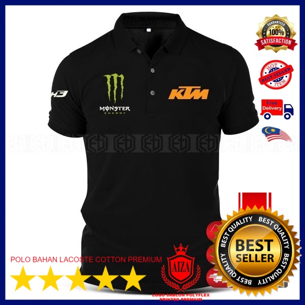 POLO TERLARIS / LOGO SABLON KTM Tech3 Monster Polo T Shirt SABLON Motorcycle Racing Casual Baju Mura