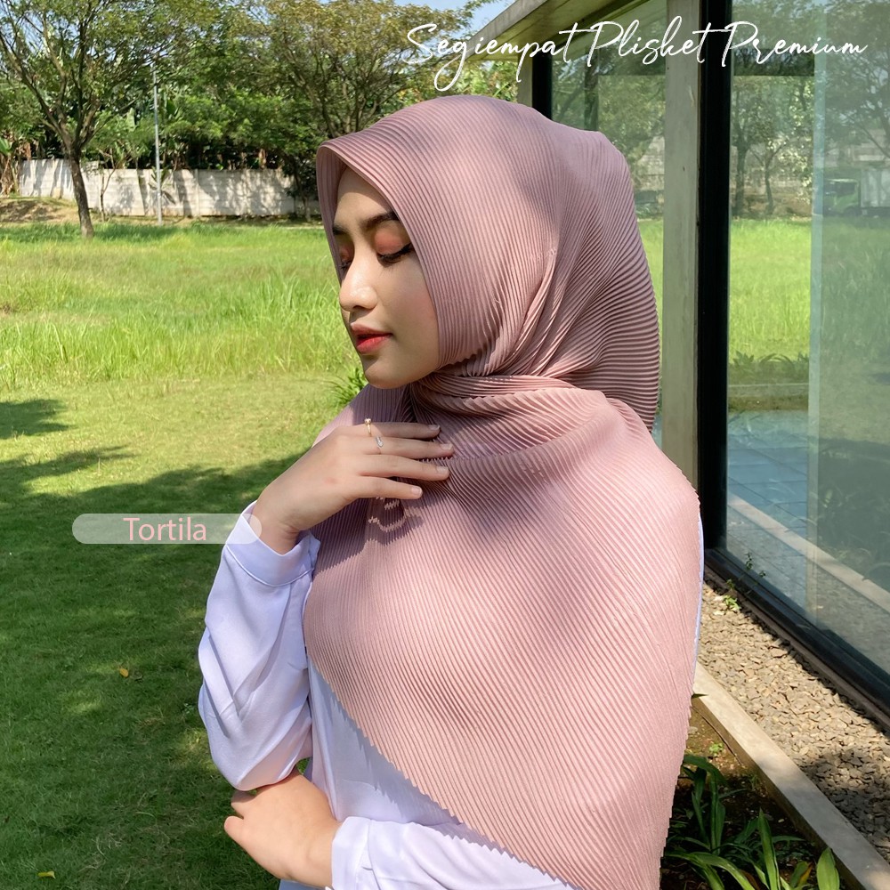 TERBARU!! Hijab Segiempat Plisket // Bella Plisket Lidi Premium Tanpa Garis Tengah 115*115-7