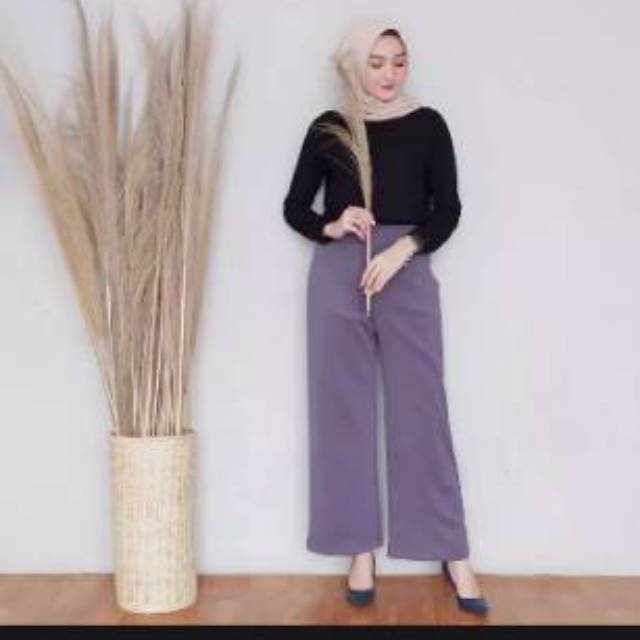CELANA PANJANG KULOT POLOS/RIBBON KULOT/CULLOTS PANTS CREPE POLOS JUMBO